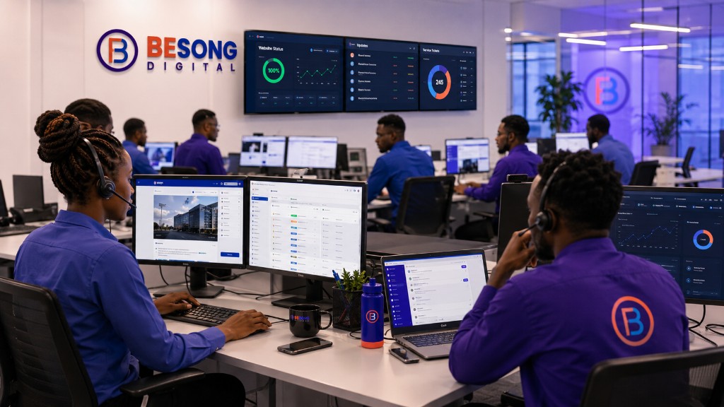 BESONG Digital managed services operations team monitoring websites and service tickets